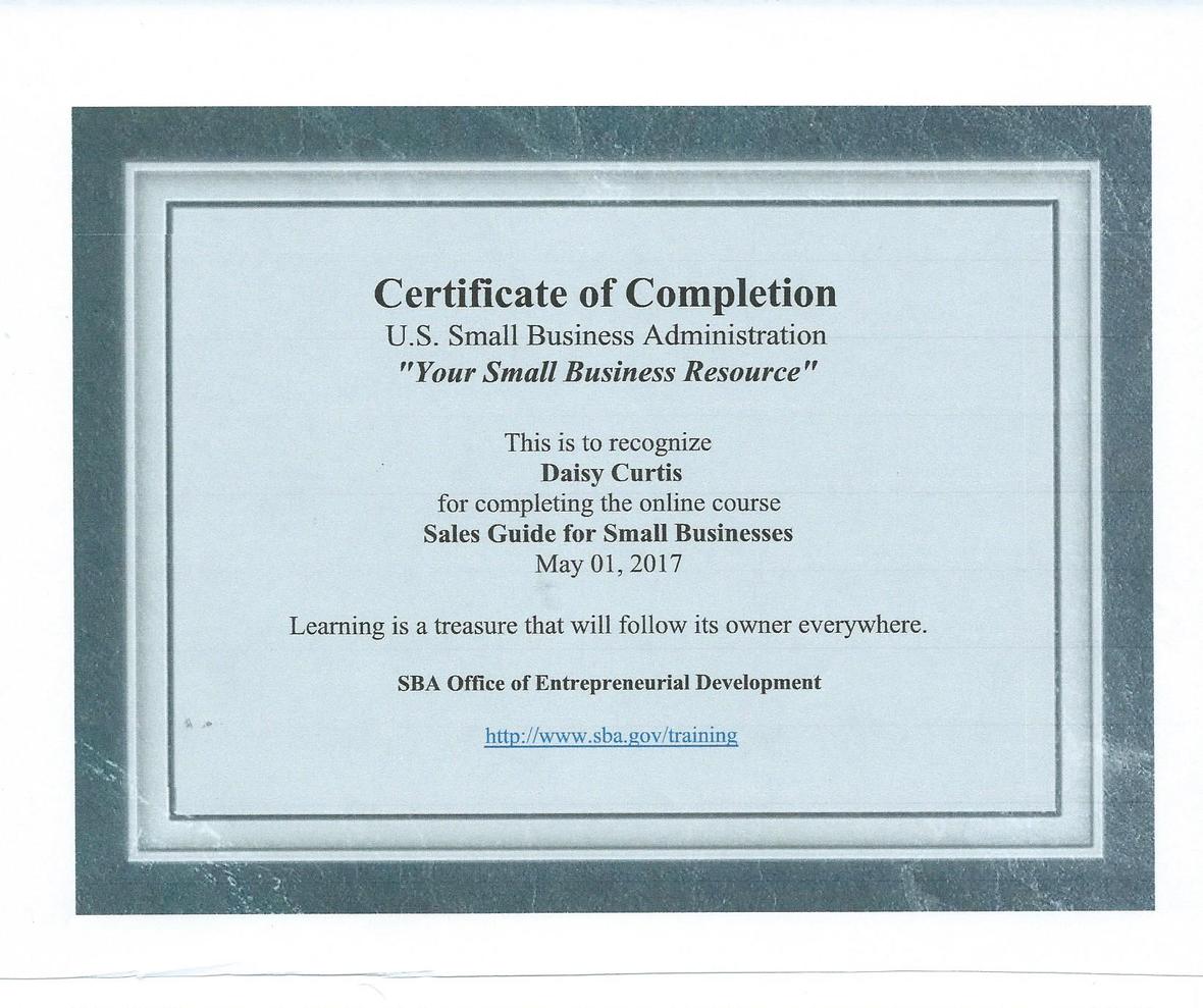 Daisy Sales Training Certificate 5 1 17