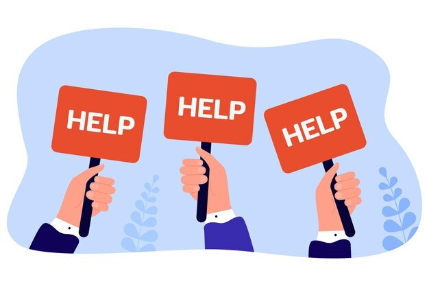 hands-people-holding-help-placards-persons-with-signs-asking-help-donations-flat-vector-illustration-support-assistance-charity-concept-banner-website-design-landing-web-page 74855-26040
